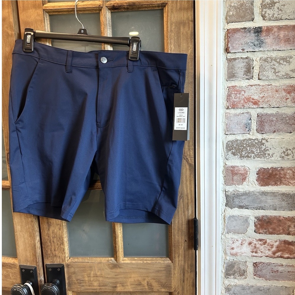 LEG3ND Performance Golf Shorts Mens 34 Navy Blue Stretch Moisture Wicking‎